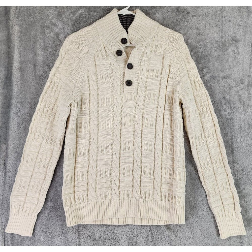 Banana Republic Sweater Womens Medium Cream Cable‎ Knit Casual Preppy Pullover